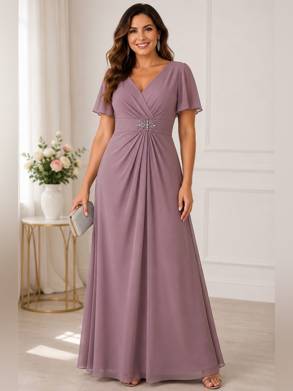 Fashion Classic  Formal Maxi Dress Size 12 with Beaded Waist Detail